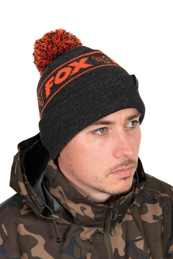 Fox Bonnet bobble collection black orange