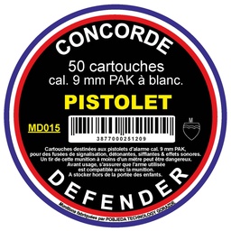 Cartouche concorde defender 9mm PAK