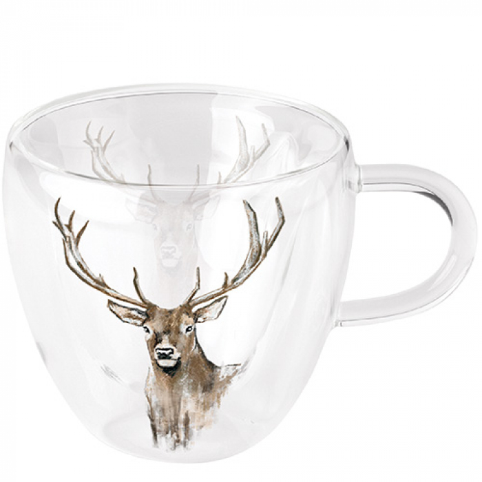 Tasse double paroi tête de cerf