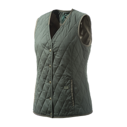 Tulip V Neck Quilted Vest W Dark Green